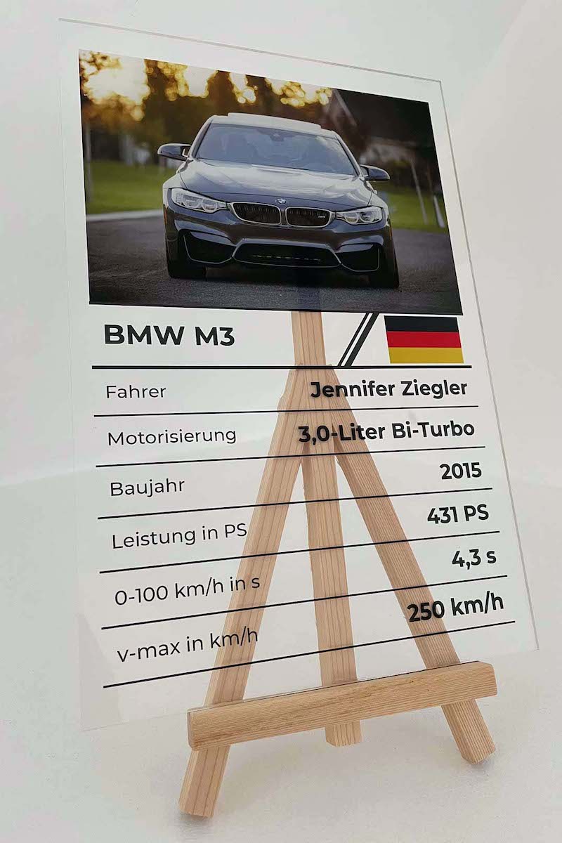 Personalisiertes Glas Auto Quartett - Mit Live-Funktion