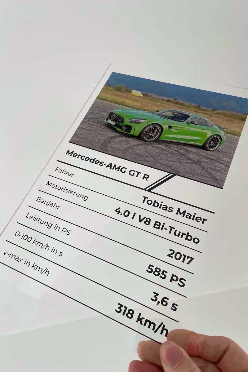 Personalisiertes Glas Auto Quartett